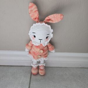Handmade Crochet Bunny in Pink and White